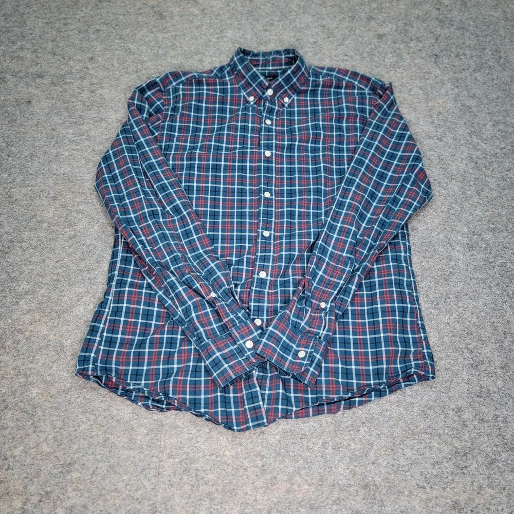 J. Crew Mens Large Plaid Button Down Long Sleeve Shirt Casual‎